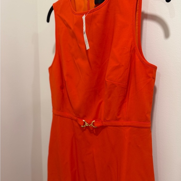 J. Crew Tollegno Italian Stretch Wool Aline Midi Dress Vibrant Orange- 8 NWT - Picture 3 of 5